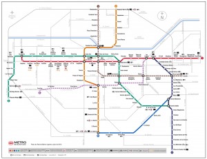 Plano del metro de Santiago con las nuevas líneas 3 y 6. Imagen: Metro de Santiago.