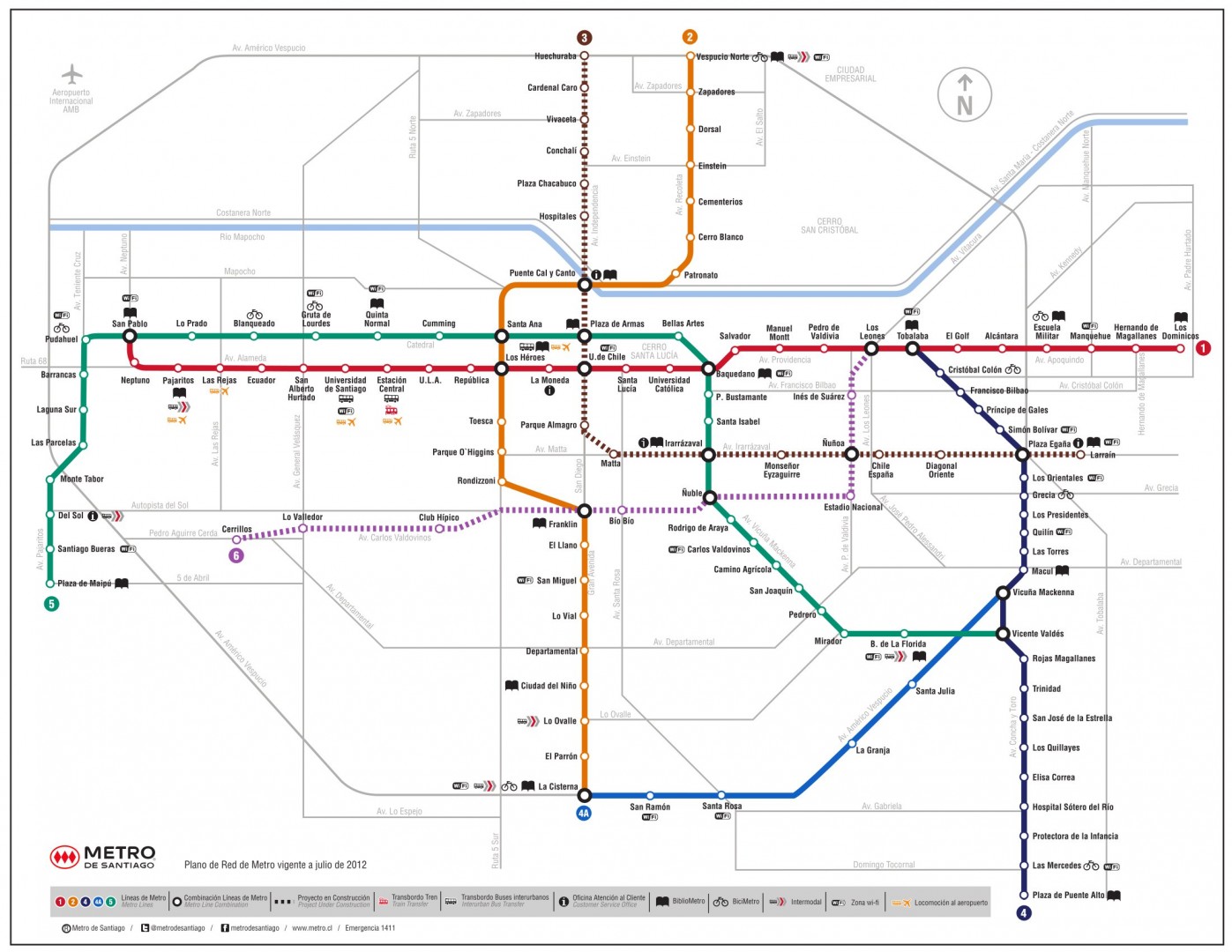 Plano Metro Santiago 2020