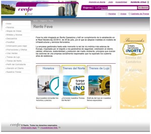 Captura de pantalla de la web de Renfe Feve