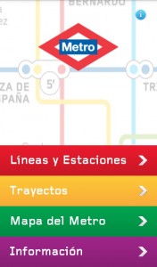 Captura de pantalla de la aplicación de Metro de Madrid para Android.