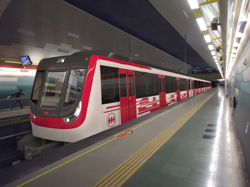 Diseño de los nuevos trenes de CAF-Thales para el metro de Santiago. Foto © cortesía de CAF