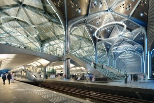 Diseño de la estación de King Abdullah Economic City (KAEC) de la línea Medina-La Meca que el consorcio en el que participan Renfe y Adif están construyendo en Arabia Saudí. Fuente: AECCafe