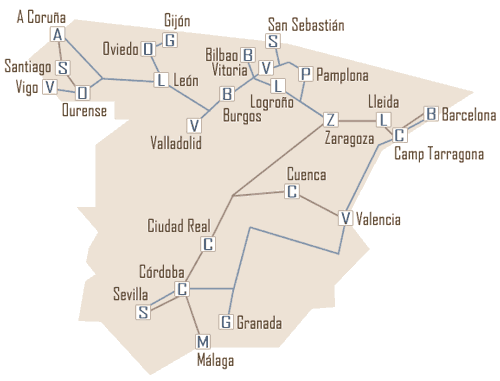 Mapa de los 27 planes que Renfe ofrece en su promoción Regala San Valentín. Imagen © Renfe.