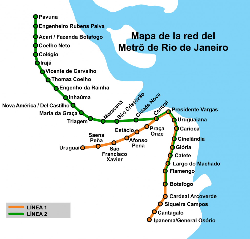 Plano del metro de Río de Janeiro basado en el publicado por Hmaglione10