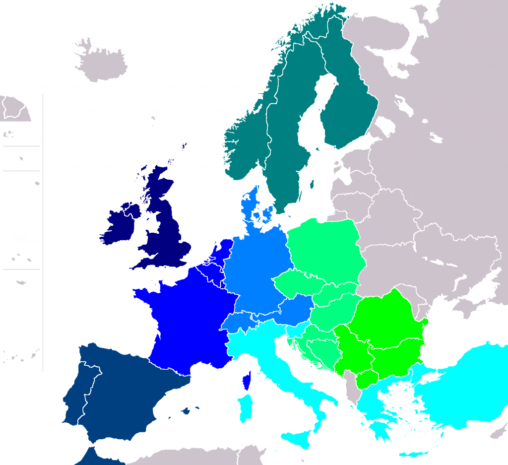 Mapa con los países europeos en los que se puede usar el pase InterRail. Imagen:  Wiskandar.