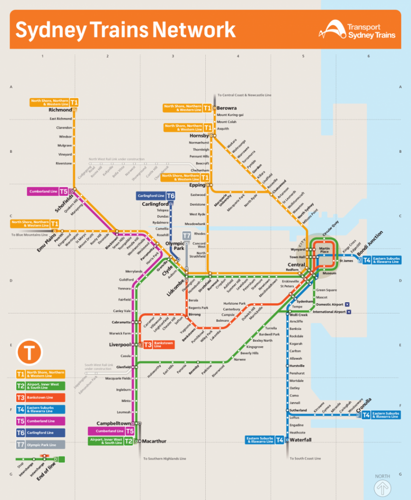 Mapa esquemático de la red. © Sydney Trains.