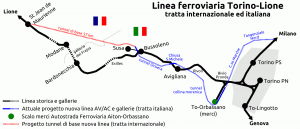 Esquema de la futura línea de alta velocidad Lyon - Turín. Foto: Cheminvento.