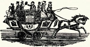 El primer tren de viajeros, como queda reflejado en un anuncio publicado en 1826 en el Durham County Advertiser, no necesitaban andenes ni estaciones.