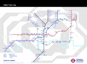 Mapa oficial del Night Tube londinense. Foto: Business Insider.