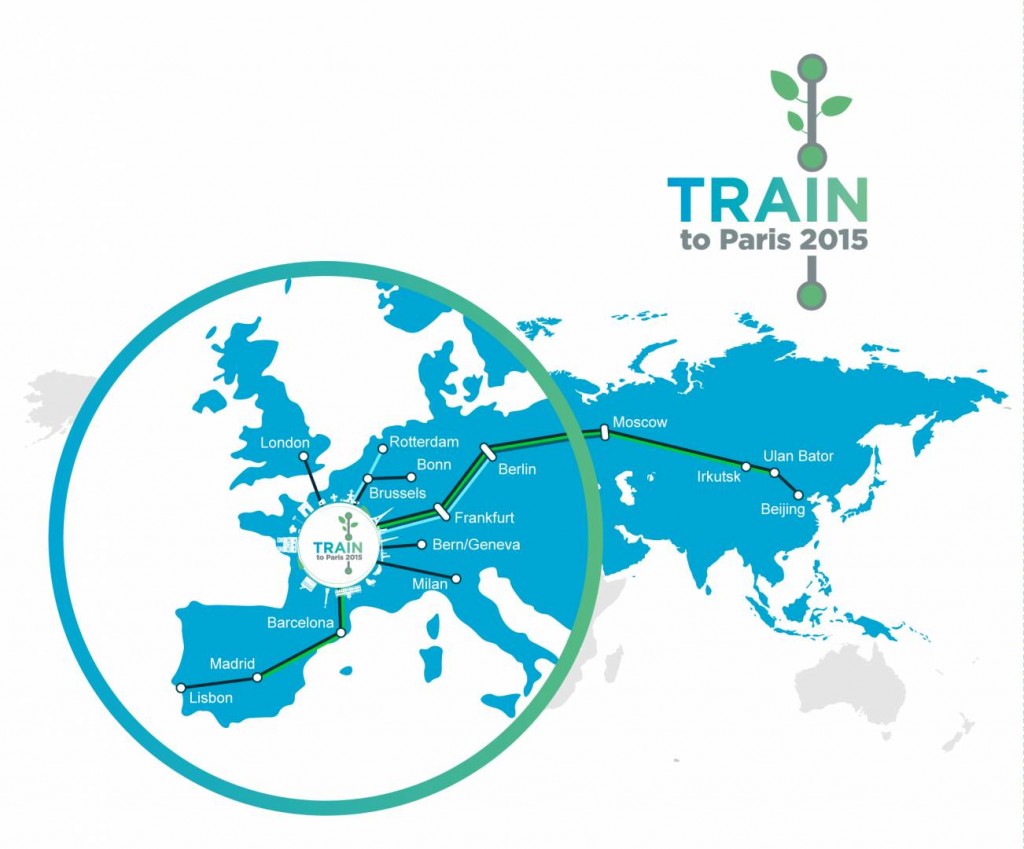 La UIC lanza su campaña Train to Paris para concienciar sobre las ventajas ambientales del uso del ferrocarril. Foto: UIC.