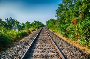 En esta imagen vemos cómo el ferrocarril hace de barrera entre dos zonas naturales que antes eran una sola, generando la denominada fragmentación de hábitats. Foto: Eustaquio Santimano.