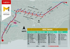 Mapa de la primera línea del tranvía de Cuenca. Foto: Tranvía de Cuenca.