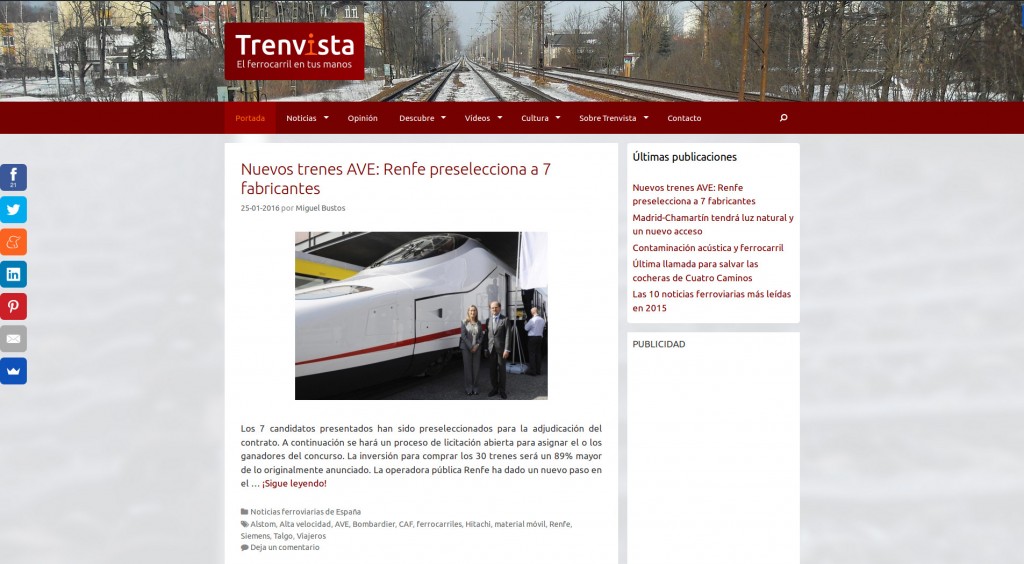 Nuevo diseño de la web de Trenvista