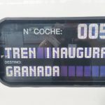 Cartel del 112-022 indicando que hacía el tren inaugural del AVE Madrid-Granada.