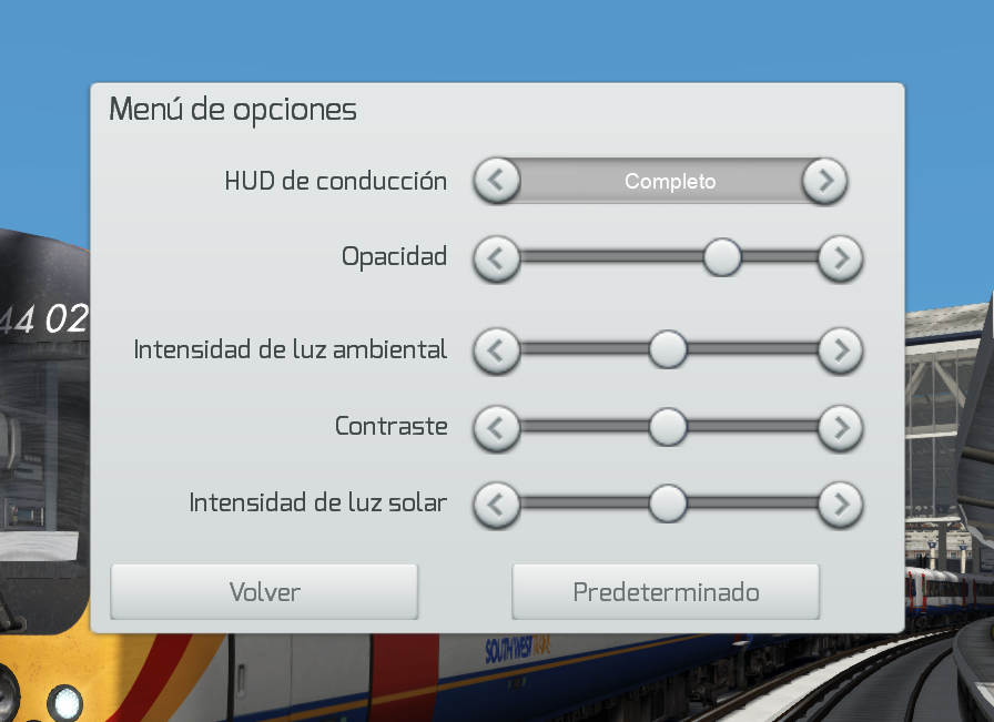 Vista del menú de opciones con las nuevas posibilidades que ofrece Train Simulator 2020.