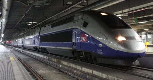 TGV Eurodúplex estacionado en Barcelona prestando servicio para Renfe-SNCF en cooperación. Foto (CC BY ND): Daniel Luis Gómez Adenis.