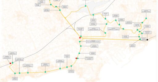 Recorte del plano de la fase 3 del Tren-Tram de Camp de Tarragona.