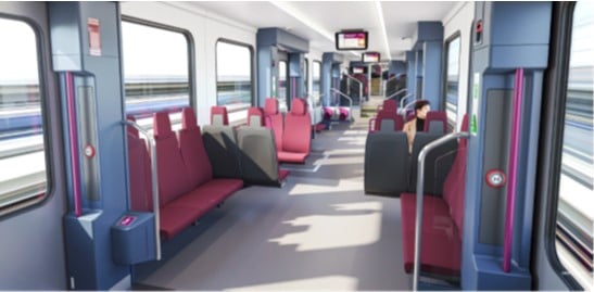 Interior de los nuevos trenes de Cercanías de Stadler. RENFE.