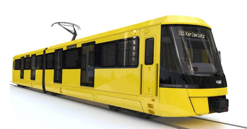 Renderizado de los trenes ligeros que CAF fabricará para el Stadtbahn de Essen. © CAF.