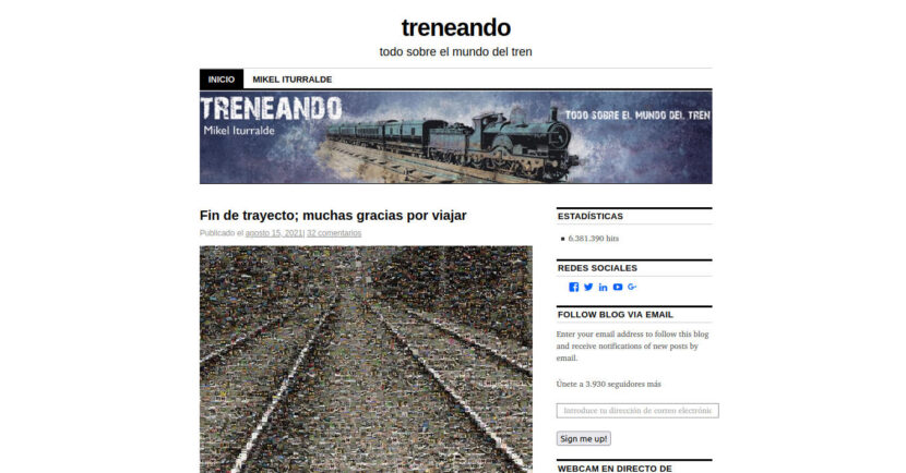 Portada de Treneando con su mensaje de despedida