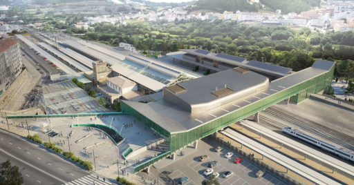 Vista aérea de la estación de Santiago con su nuevo edificio de viajeros. © ADIF.
