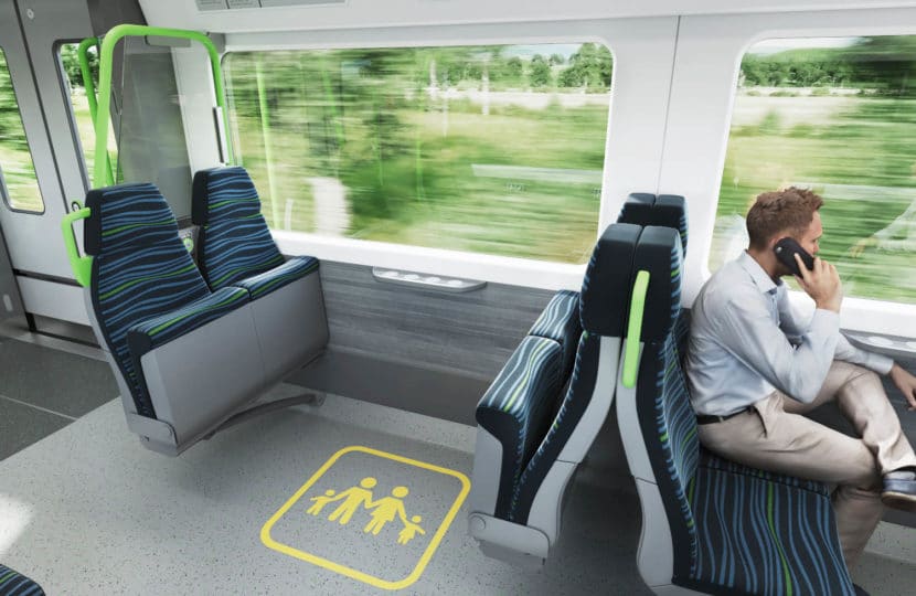 Espacio para familias en el interior de los trenes. © ALSTOM.