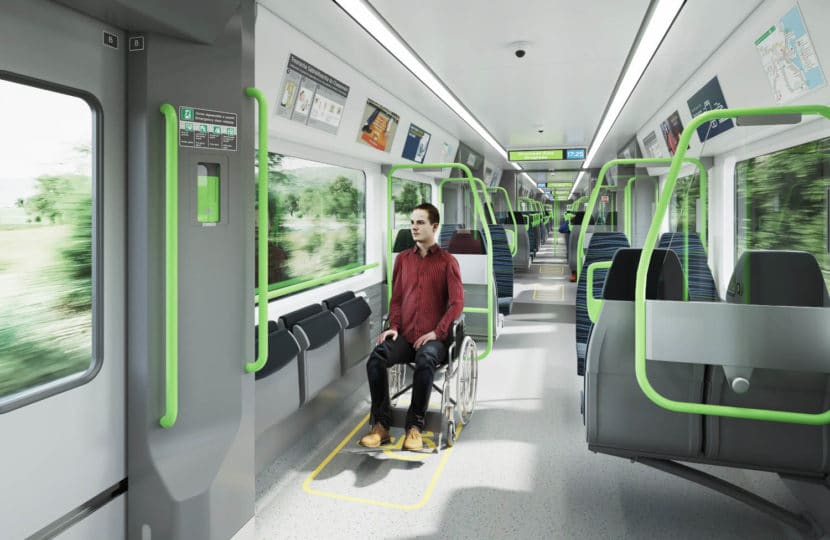 Espacio para sillas de ruedas en el interior de los trenes. © ALSTOM