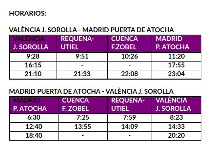 Horarios del Avlo Madrid-Valencia