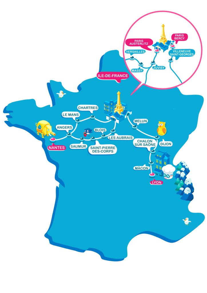 Mapa de los trenes Ouigo Train Classique de SNCF