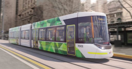 Diseño provisional de los nuevos tranvías Flexity para Melbourne. © ALSTOM-GOBIERNO DE VICTORIA.