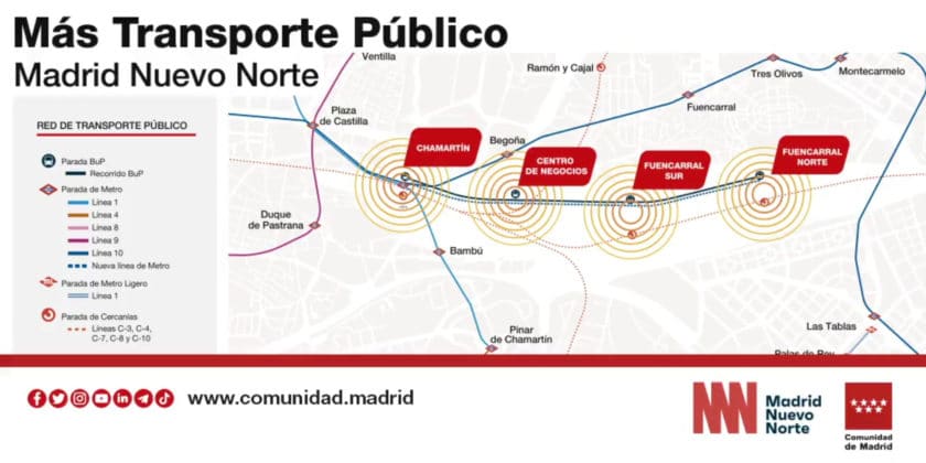 Nuevas estaciones del metro de Madrid en Madrid Nuevo Norte. © COMUNIDAD DE MADRID.
