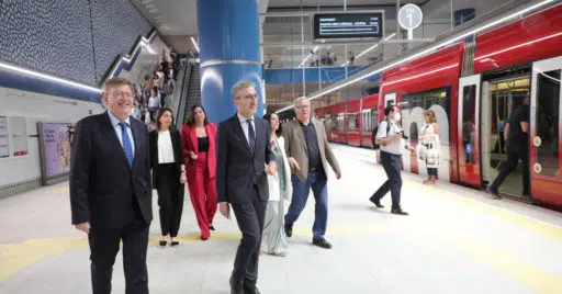 Ximo Puig, Arcadi España y Rebeca Torró durante la inauguración de la línea 10 de Metrovalencia. © GENERALITAT VALENCIANA.