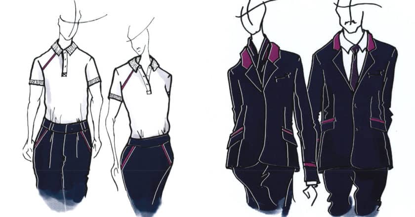 Boceto de los nuevos uniformes de Renfe Viajeros diseñados por Ulises Mérida. © RENFE.
