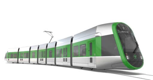 Diseño a ordenador de los trenes ligeros que CAF USA va a fabricar para la Green Line de la MTBA. © CAF.