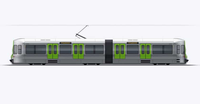 Diseño de los nuevos trenes ligeros que CAF va a fabricar para el Stadtbahn de Hannover. © ÜSTRA-TRICON.