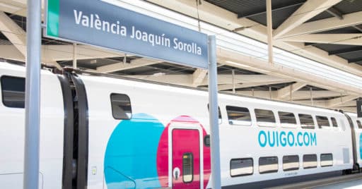 108-016 de Ouigo España en la estación de Joaquín Sorolla en Valencia. © OUIGO ESPAÑA.