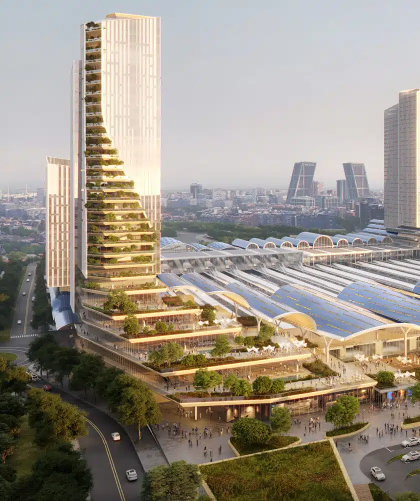 Las terrazas escalonadas van a contribuir a integrar la estación y sus edificios en el entorno del Parque Central. © ADIF AV.