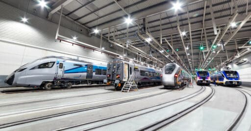 Trenes fabricados para distintos países del mundo, en las instalaciones de CAF. © CLUB DE EXPORTADORES E INVERSORES ESPAÑOLES.