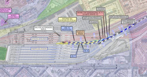 Ubicación de las nuevas vías 16 y 17 de Madrid-Puerta de Atocha. © ADIF ALTA VELOCIDAD.
