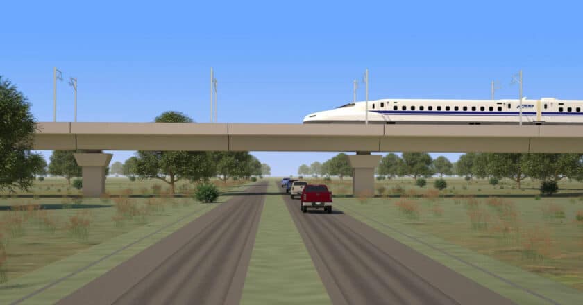 Imagen a ordenador del proyecto Texas Central, que pasa a depender de Renfe Proyectos Internacionales. © TEXAS CENTRAL