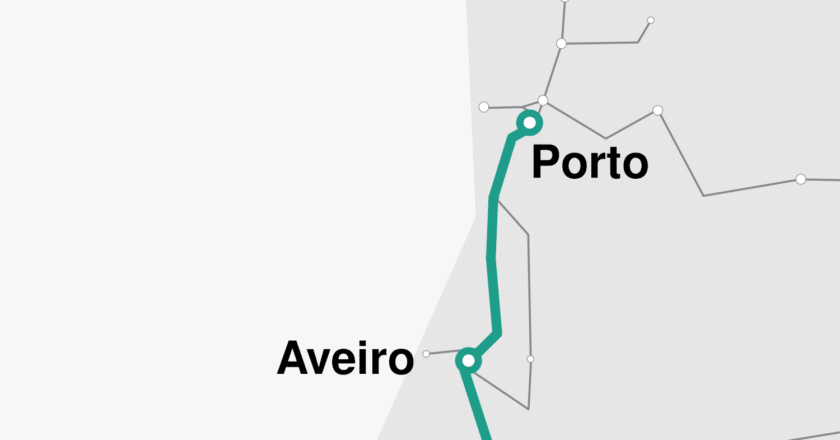 Tramo Oporto-Aveiro de la LAV Oporto-Lisboa. © INFRAESTRUTURAS DE PORTUGAL.