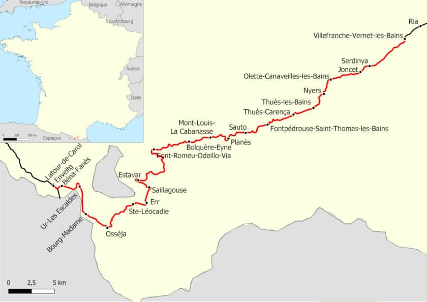 Plano del Petit Train Jaune de Cerdagne. POUDOU99.