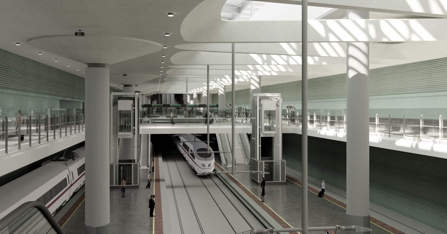 diseño a ordenador del nivel de vías de la estación pasante de atocha. adif