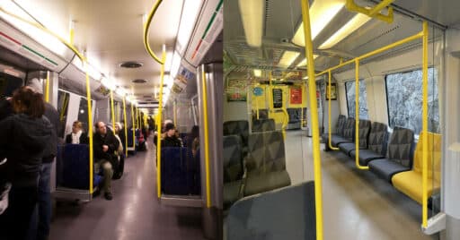 antes y después del interior de los trenes sl c20 del metro de estocolmo. cc by sa malter y officialworks