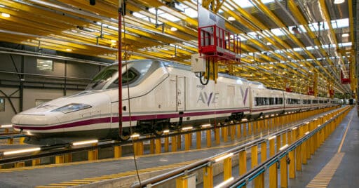 interior de una de las naves de mantenimiento de renfe ingeniería y mantenimiento, que ahora pasa a dirigir luis manuel suárez. ministerio de transportes