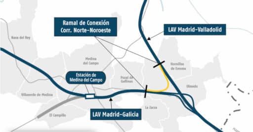 Mapa del baipás de Olmedo. © MINISTERIO DE TRANSPORTES Y ADIF.