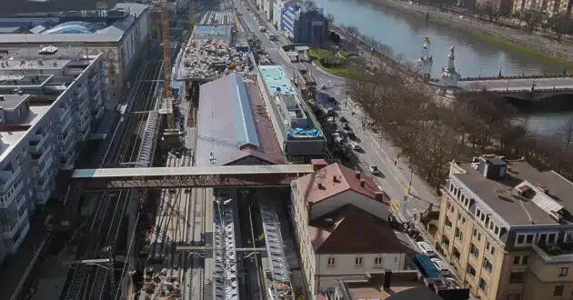 Aerial view of the works at San Sebastian North Station (Atotxa). © ADIF.