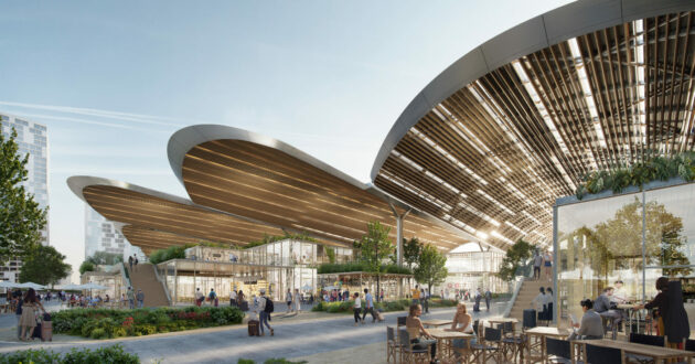Diseño a ordenador de la zona exterior de la nueva terminal Norte de Chamartín. © ADIF.