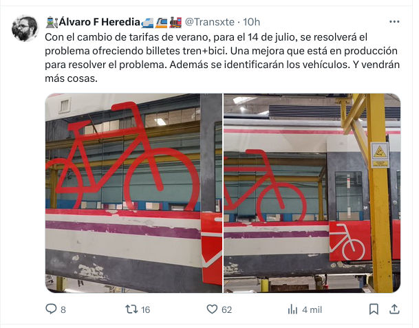 Captura de pantalla de la información publicada por el presidente de Renfe.