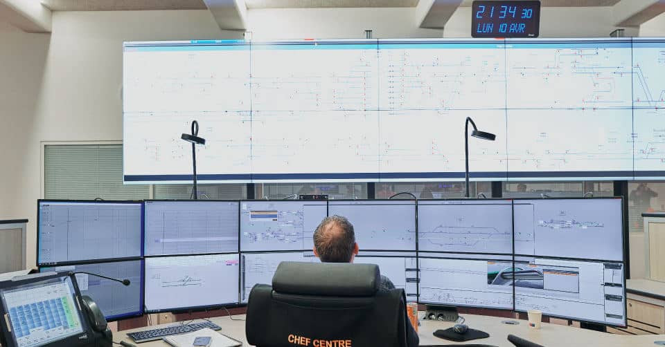 Jefe de circulación en un CTC de la red de SNCF Réseau. © SNCF.